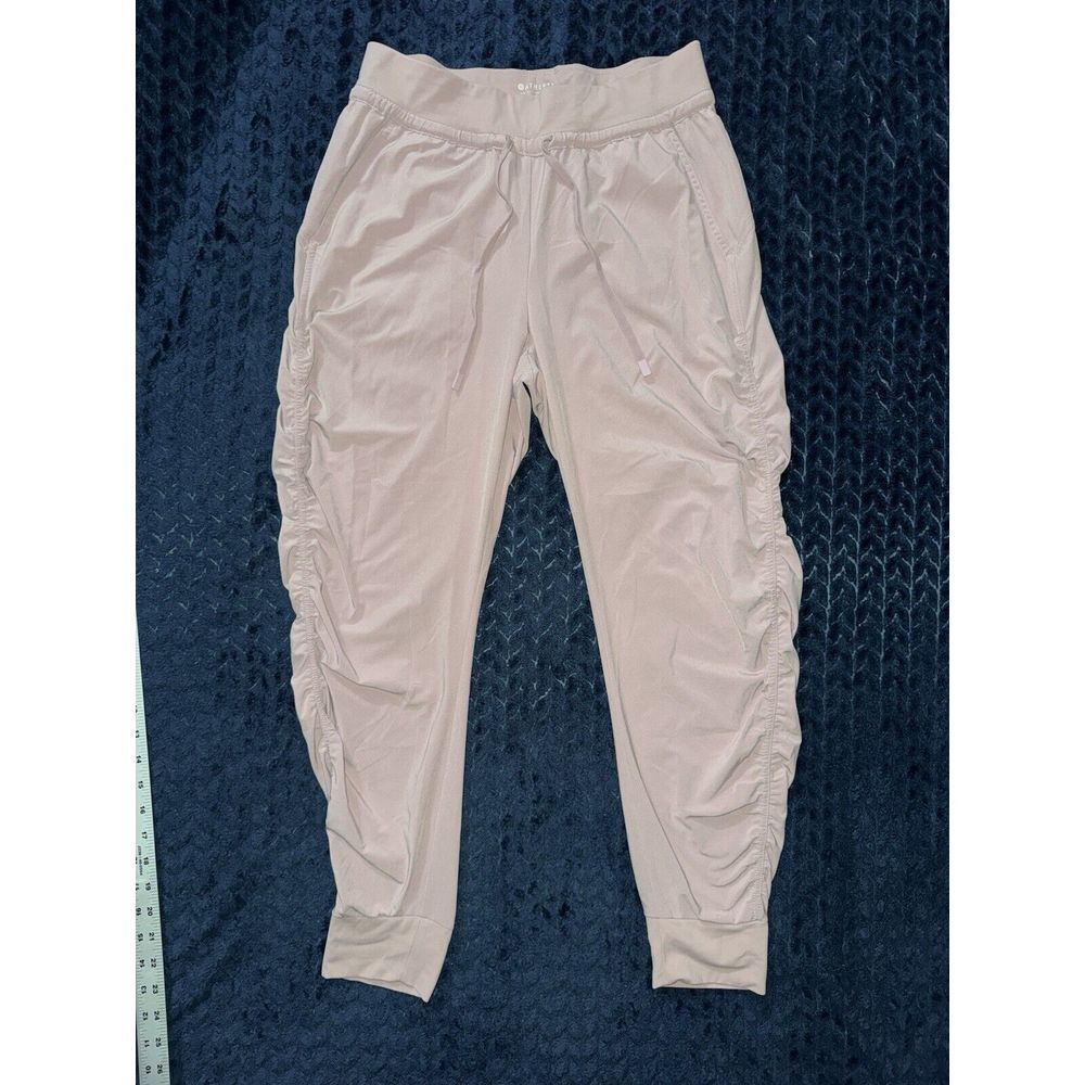 Athleta Attitude Ruched Leg Elastic Drawstrings Waist Pants Pink Size 6